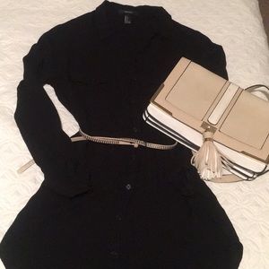 Black button up mini dress